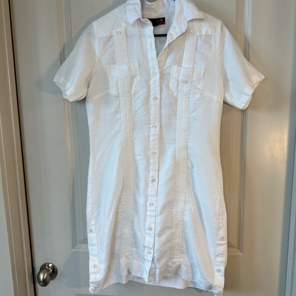 NWOT Marsotto Formale White 100% Linen Coastal Shirt Dress, size M/L - Picture 8 of 8